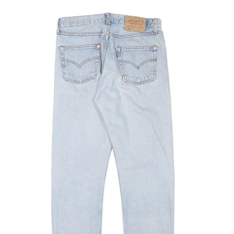 LEVI'S 501 Womens Jeans Blue Regular Straight Denim Light W29 L30 Distressed