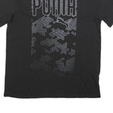 PUMA Mens Black Graphic Print T-Shirt L Short Sleeve Crew Neck Cotton Blend