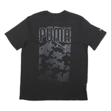 PUMA Mens Black Graphic Print T-Shirt L Short Sleeve Crew Neck Cotton Blend