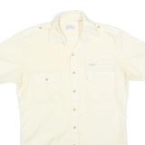 SEARS Mens Cream Short Sleeve Shirt Polyester Blend M Casual Utility Button Down