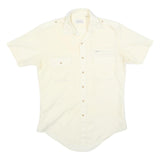SEARS Mens Cream Short Sleeve Shirt Polyester Blend M Casual Utility Button Down
