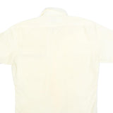 SEARS Mens Cream Short Sleeve Shirt Polyester Blend M Casual Utility Button Down