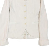STILE BENETTON Womens White Jacket S Cotton Blend Button Closure Plain Classic