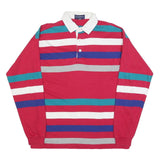 GANT Mens Red & Blue Striped Long Sleeve Polo Shirt L Cotton Blend Casual
