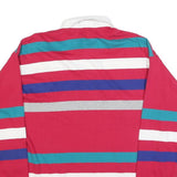 GANT Mens Red & Blue Striped Long Sleeve Polo Shirt L Cotton Blend Casual