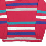 GANT Mens Red & Blue Striped Long Sleeve Polo Shirt L Cotton Blend Casual