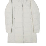 COLUMBIA Womens White Hooded Quilted Jacket S Polyester Blend Long Sleeve Zip