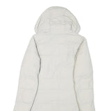 COLUMBIA Womens White Hooded Quilted Jacket S Polyester Blend Long Sleeve Zip