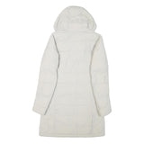 COLUMBIA Womens White Hooded Quilted Jacket S Polyester Blend Long Sleeve Zip