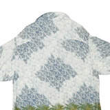 ROUTE 66 Mens White & Blue Rayon Hawaiian Shirt XL Tropical Palm Print Casual