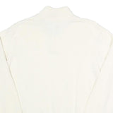 TOMMY HILFIGER Womens White Cable Knit Cotton Pullover Roll Neck Jumper L Button