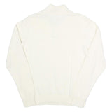 TOMMY HILFIGER Womens White Cable Knit Cotton Pullover Roll Neck Jumper L Button