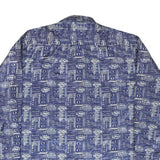 Mens Blue Printed Casual Shirt 3XL Lightweight Polyester Blend Relaxed Fit