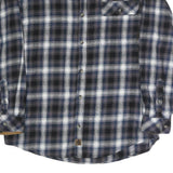 BUCK CAMP Mens Blue Black & White Checked Long Sleeve Shirt L Casual Cotton
