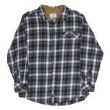 BUCK CAMP Mens Blue Black & White Checked Long Sleeve Shirt L Casual Cotton