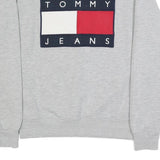TOMMY JEANS Mens Grey Crew Neck S Sweatshirt Cotton Blend Logo Print
