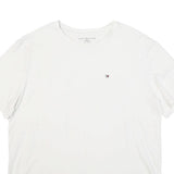 TOMMY HILFIGER Mens White T-Shirt XL Short Sleeve Crew Neck Minimal Logo