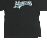 MAJESTIC Mens Black Marlins Graphic T-Shirt XL Short Sleeve Crew Neck Baseball