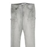 NILE ATELIER Womens Cotton Blend Grey Regular Fit Cargo Trousers W32 L32 Utility