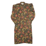 COUTURE Womens Green & Brown Floral Shift Cotton Blend Dress Size S Elegant Fall