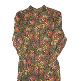 COUTURE Womens Green & Brown Floral Shift Cotton Blend Dress Size S Elegant Fall