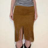 G&B Midi Skirt - 26W UK 6 Brown Polyester Blend
