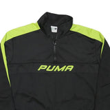 PUMA Womens Black & Green Sweatshirt Pullover L Half Zip Sports Activewear