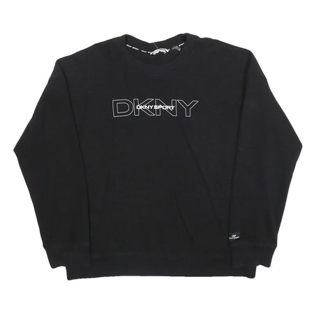 DKNY Womens Black Cotton Blend Crew Neck L Sweatshirt DKNY SPORT Logo