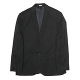 Mens Black Classic Cotton Button Jacket L Plain Formal Blazer Tailored