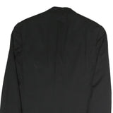 Mens Black Classic Cotton Button Jacket L Plain Formal Blazer Tailored