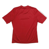 ADIDAS Mens Red & White Graphic T-Shirt M Short Sleeve V-Neck Sportswear