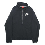 NIKE Mens Black Half Zip Sweatshirt S Cotton Blend Sportswear Casual