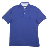 TOMMY HILFIGER Mens Blue Polo Shirt L Cotton Blend Short Sleeve Classic Fit