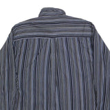 MCEARL Mens Blue & White Striped Shirt L Classic Button-Down Cotton Blend