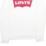 LEVI'S Mens White S Crew Neck Sweatshirt Cotton Logo Print Casual Pullover