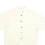 C&A Mens Cream Short Sleeve Cotton Blend Shirt L Casual Summer Button Up