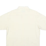 C&A Mens Cream Short Sleeve Cotton Blend Shirt L Casual Summer Button Up