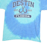 GILDAN Mens Blue Tie Dye Destin Florida Graphic T-Shirt L Crew Neck Short Sleeve