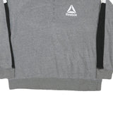 REEBOK Womens Grey & Black 1/4 Zip Sweatshirt L Cotton Blend Casual Sportswear