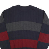 PAUL & SHARK Mens Navy & Red & Grey Patterned Wool Cable Knit Jumper 2XL Classic