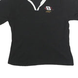 CHASE AUTHENTICS Womens Black Polo Short Sleeve V-Neck Racing Logo S