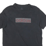 ADIDAS Mens Black Graphic T-Shirt XL Short Sleeve Crew Neck Cotton Blend Casual