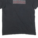 ADIDAS Mens Black Graphic T-Shirt XL Short Sleeve Crew Neck Cotton Blend Casual