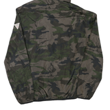 GUESS Mens Green Camouflage Hooded Jacket S Polyester Blend Lightweight Zip