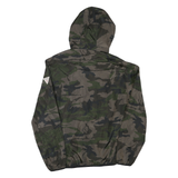 GUESS Mens Green Camouflage Hooded Jacket S Polyester Blend Lightweight Zip