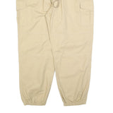 SOMTHRON Mens Regular Beige Cotton Blend Drawstring Cargo Trousers W34 L30