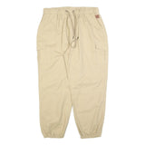 SOMTHRON Mens Regular Beige Cotton Blend Drawstring Cargo Trousers W34 L30