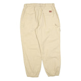 SOMTHRON Mens Regular Beige Cotton Blend Drawstring Cargo Trousers W34 L30