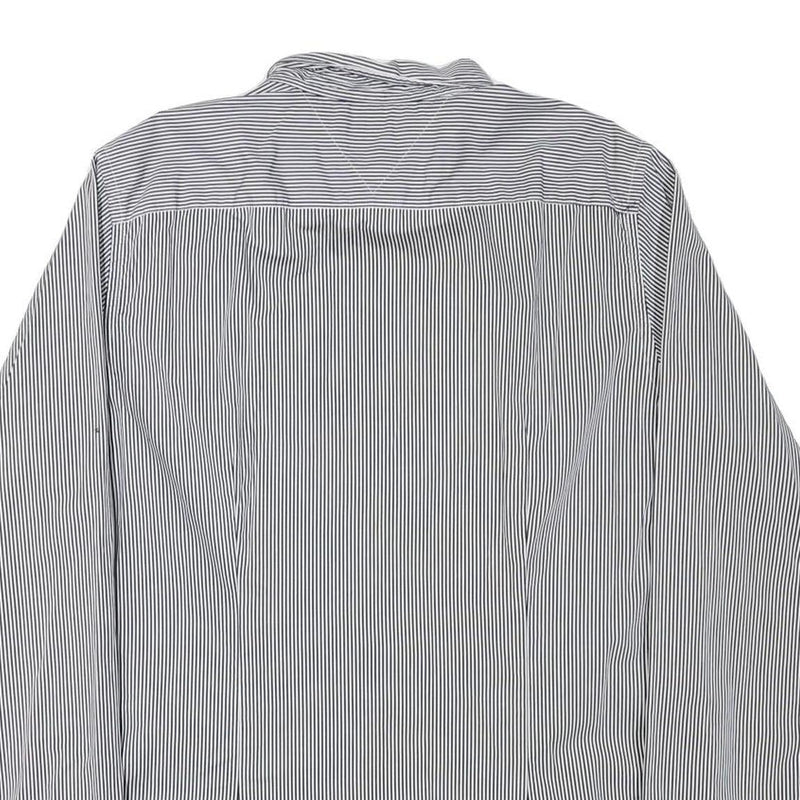 TOMMY HILFIGER Mens Black & White Striped Shirt 2XL Classic Button-Down Collar