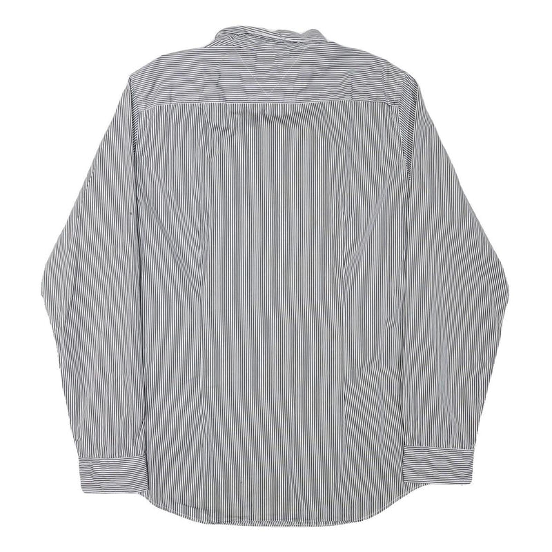 TOMMY HILFIGER Mens Black & White Striped Shirt 2XL Classic Button-Down Collar